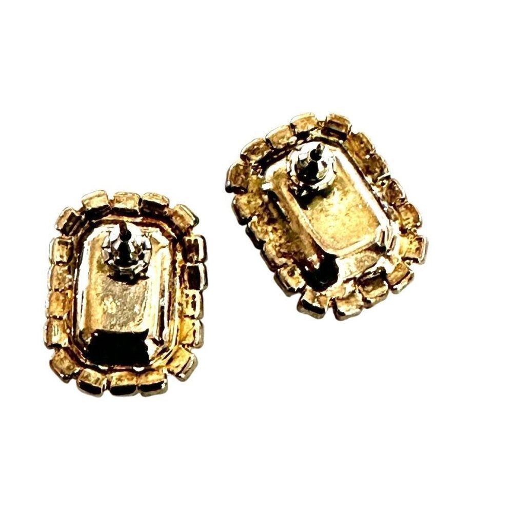 Silver tone rectangular rhinestone earrings - Picture 5 of 6